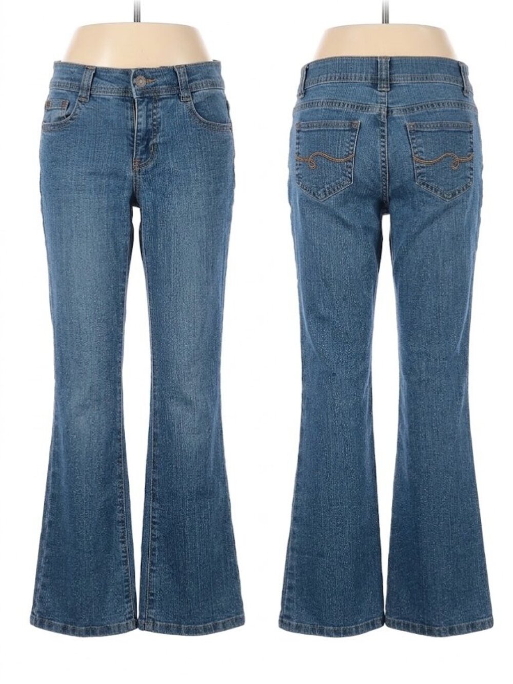 Faded Glory Adjustable Waist Bootcut Denim Jeans Girls 12 Slim Medium Wash